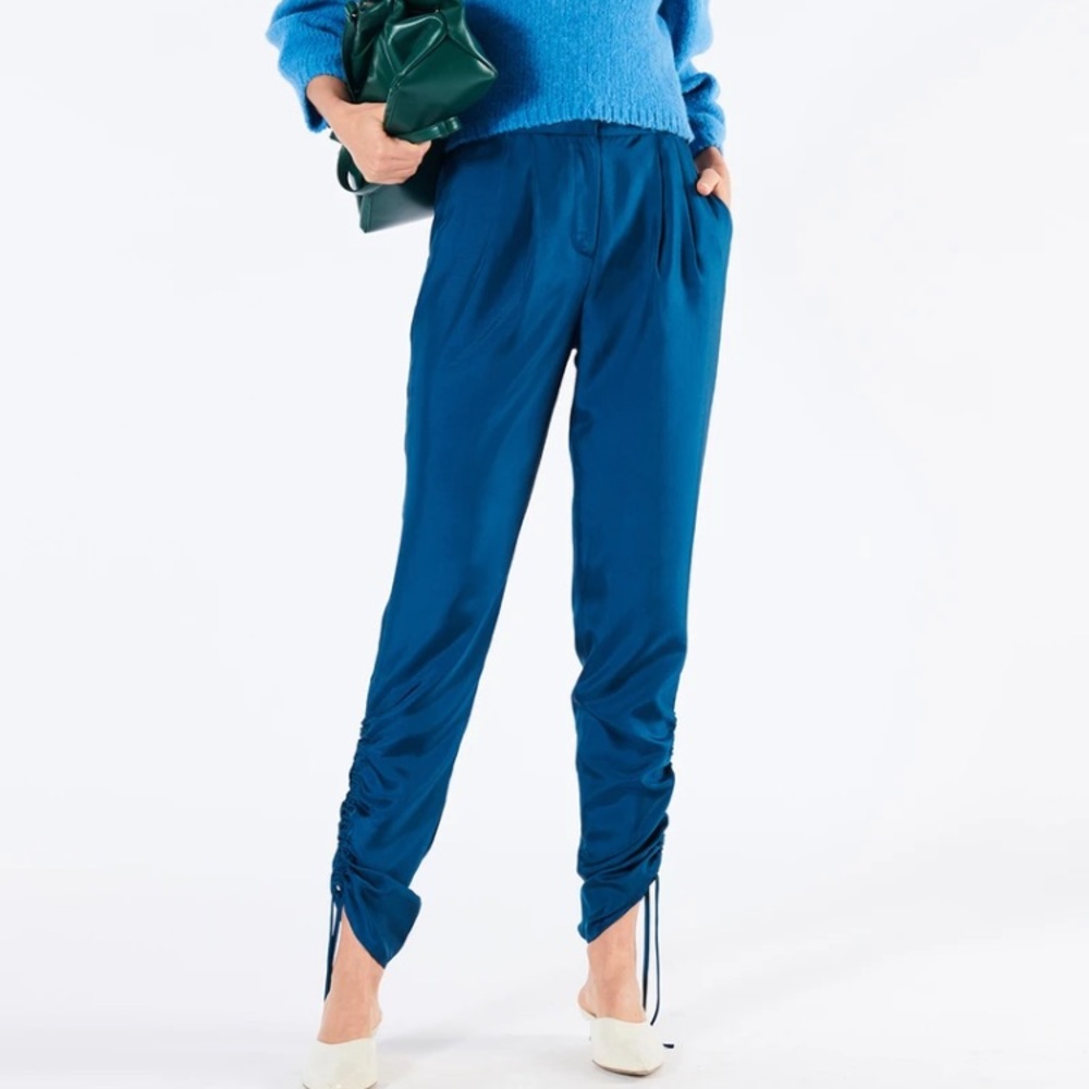 Tibi Mendini Twill Shirred Pants